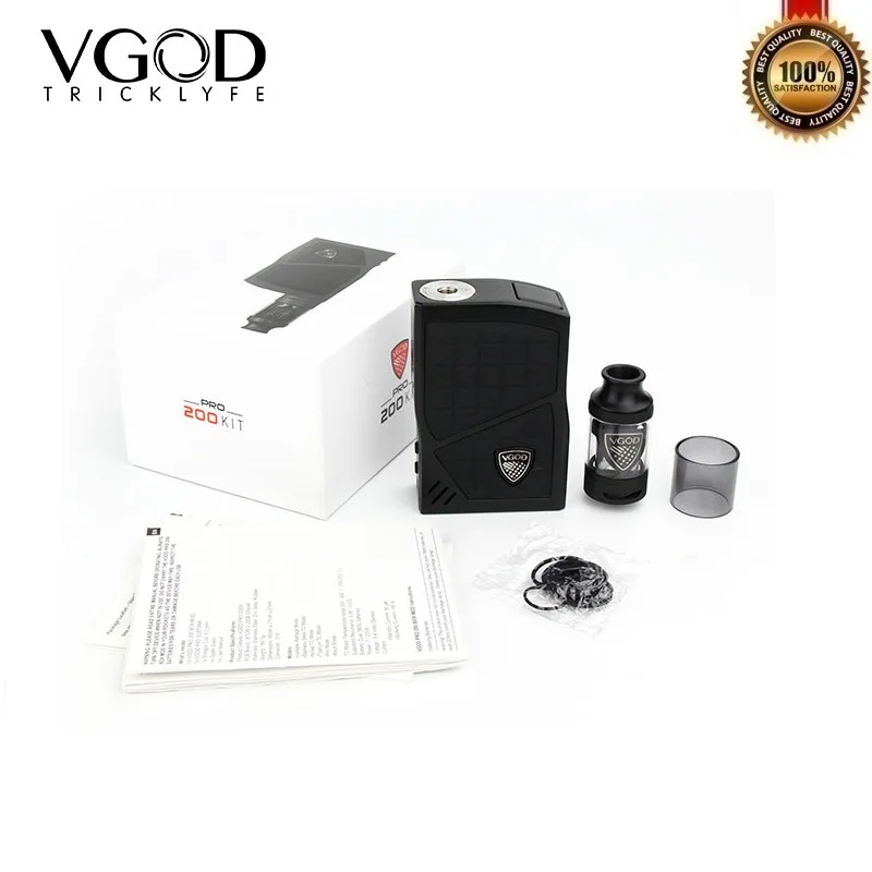 

Original VGOD Pro 200 Kit TC Vaporizer 220W Box Mod 200w 4ml VGOD Sub Ohm Vape Tank Atomizer Electronic Cigarettes 0.2ohm Coil