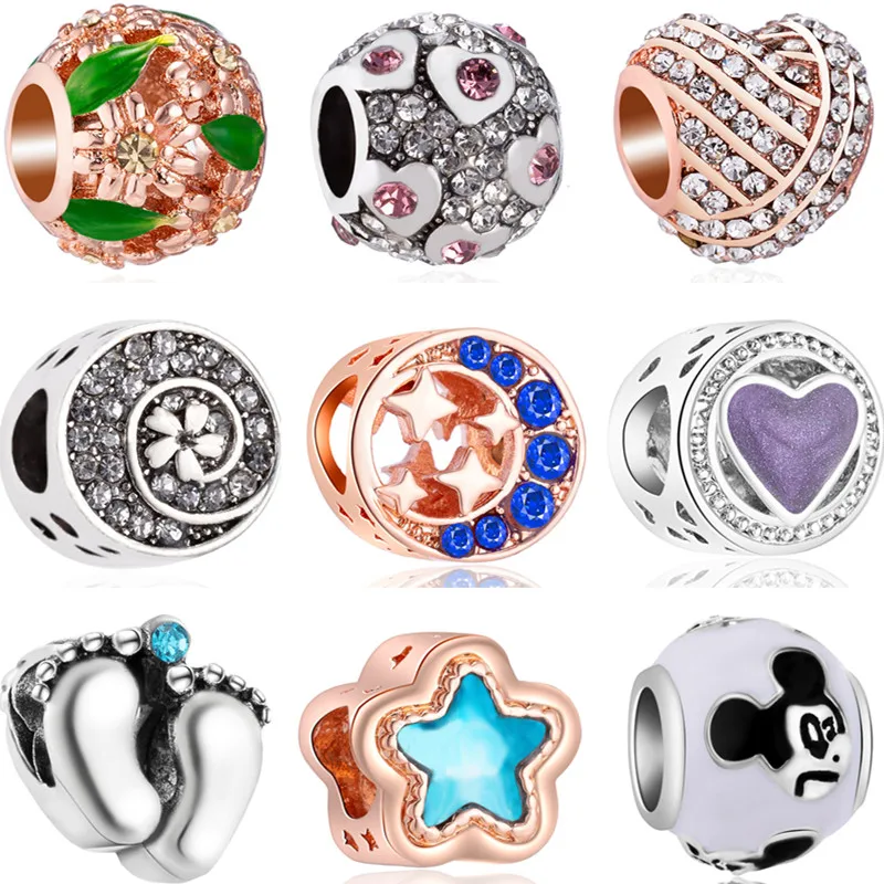

Simple Style Maxi Cute Ferris Wheel Hearts Flowers Ankle Mickey Mouse Charms Beads Fit Pandora Bracelets DIY Jewelry for Women