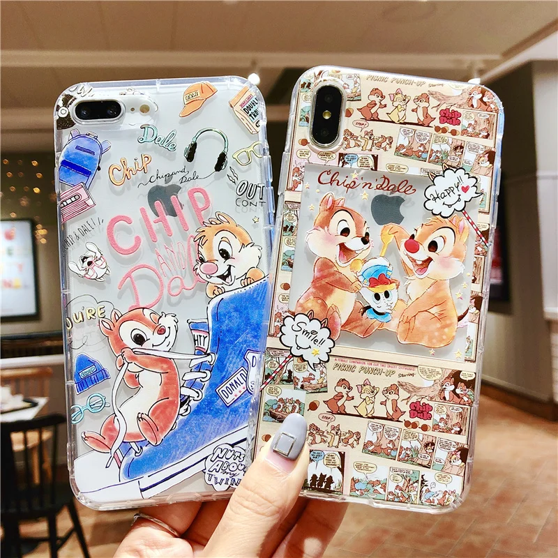 

Squirrel Chip Dale Relief Anti-knock Case for Coque iPhone 6 6s 6plus 7 8 Plus Cases Soft TPU funda for iPhone X Xs Max Xr Cover