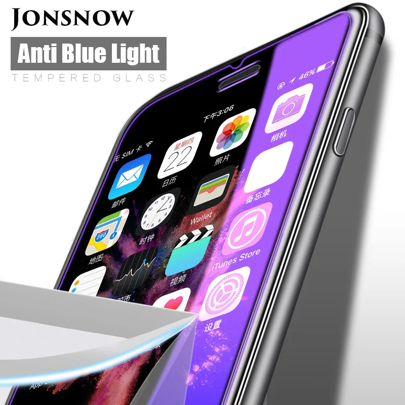 KIP71384_1_Anti Blue Light Tempered Glass for iPhone 6 6S 7 8 Plus XS XR XS Max 9H 2.5D Protective Film