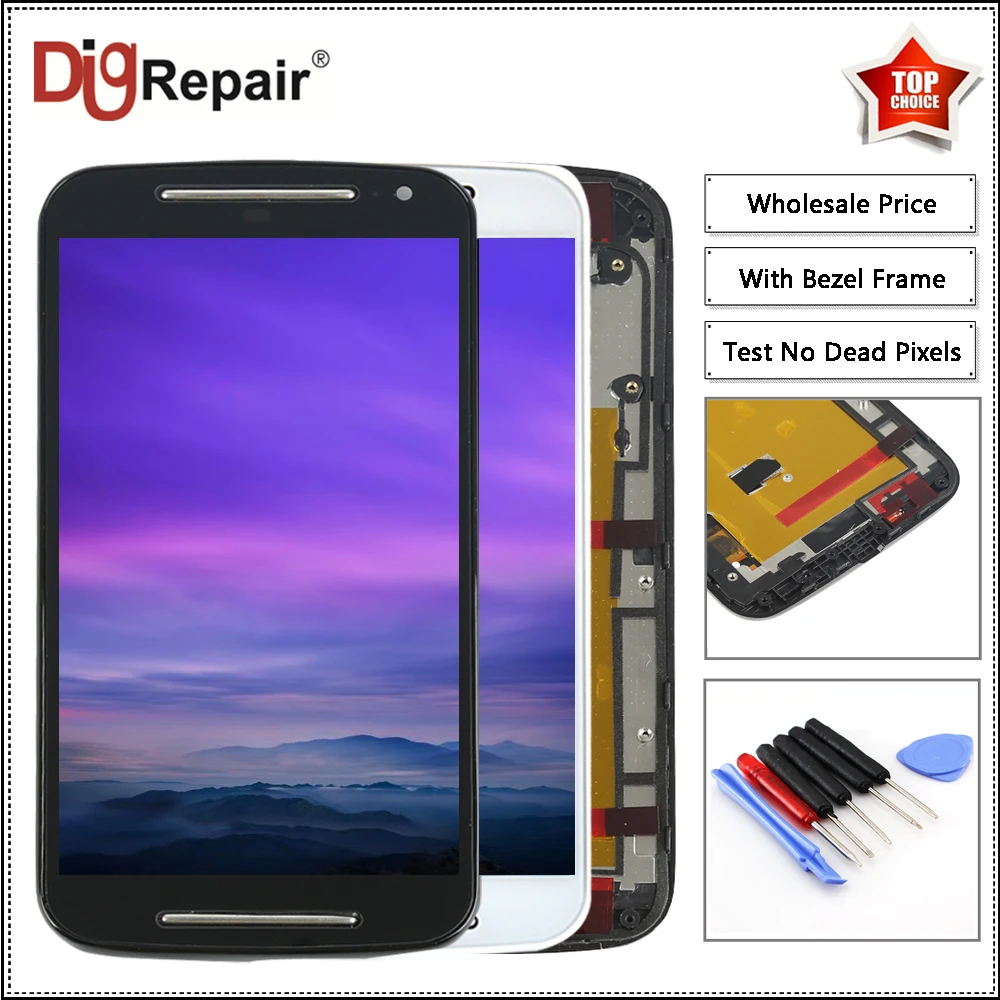 

For Motorola MOTO G2 XT1063 XT1064 XT1068 XT1069 LCD Display Touch Screen Digitizer Assembly Part display for moto g2 With Frame