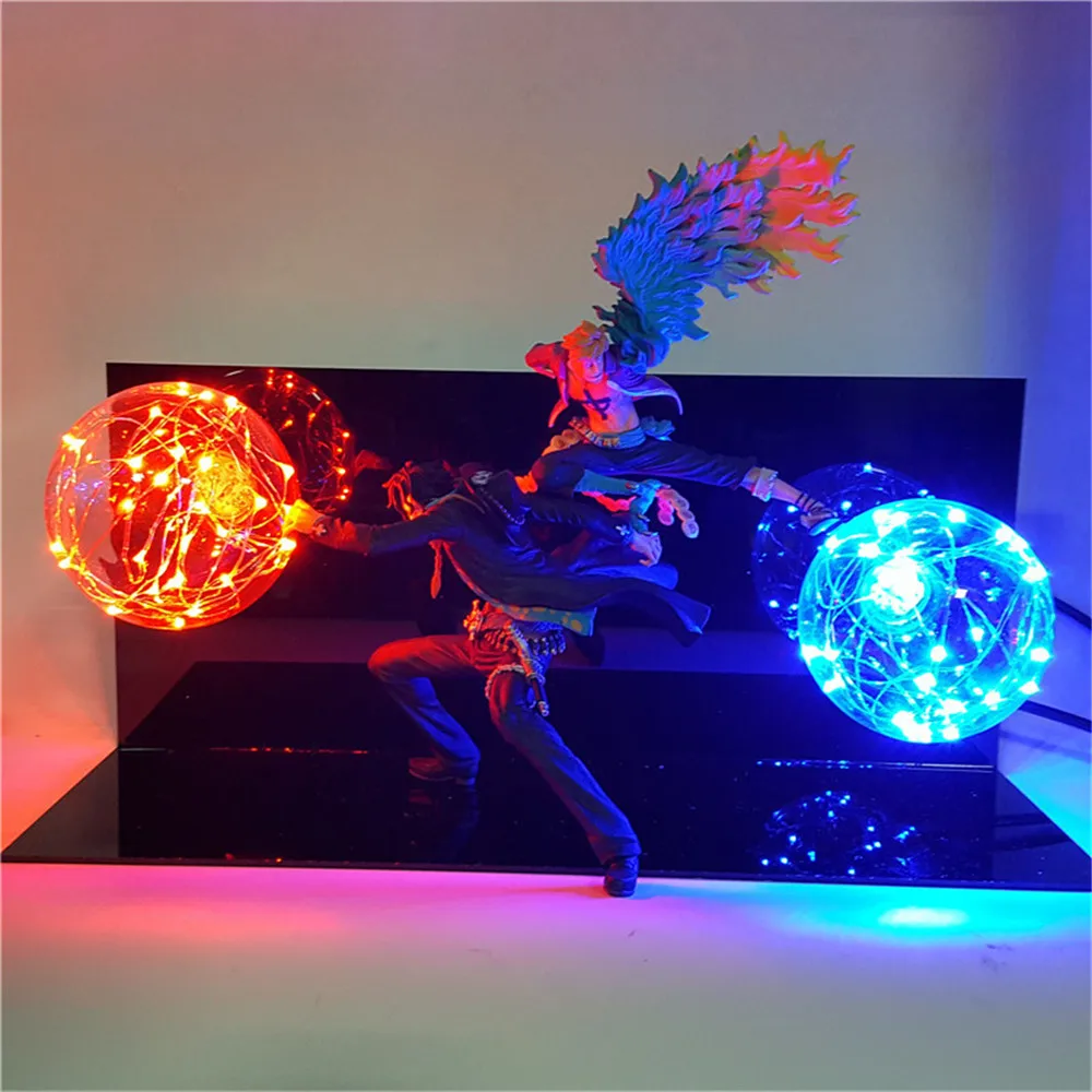 

One Piece Figure Marco Ace DIY Led Table Lamp Anime Figure Ace Marco Team Cooperation PVC Model Toys For Boys Christmas Gifts
