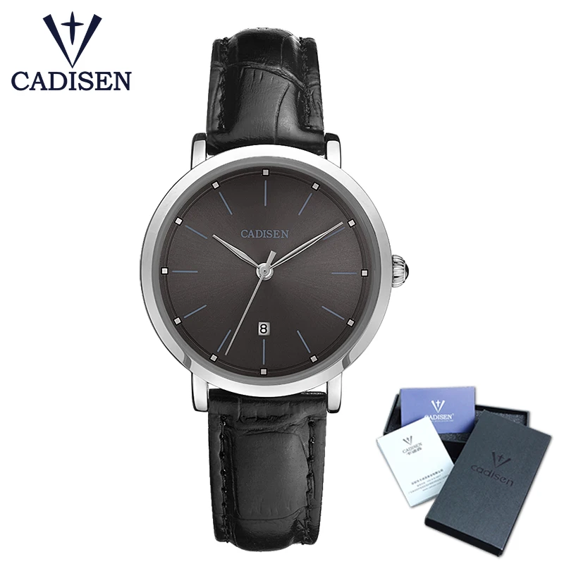 

CADISEN Top Women Watch Elegant Simple Decent calendar date display waterproof quartz movementlady watches leather band