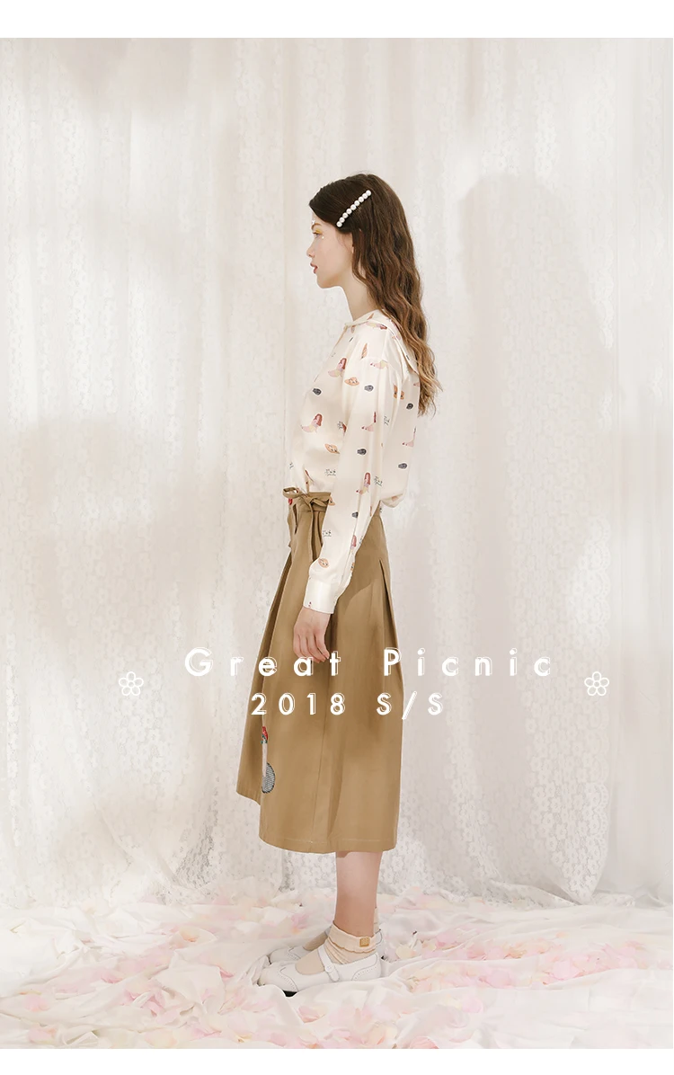 Женская элегантная юбка с поясом-бабочкой, трапециевидная вышивка, Плиссированные Передние разрезные карманы, пуговицы, базовые шикарные юбки до середины икры
