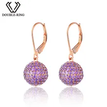 Дважды кольцо фиолетовый клипсы бренд Для женщин 925 пробы Серебряные Серьги фианит Fine Jewelry Лидер продаж CASE04266SB-3