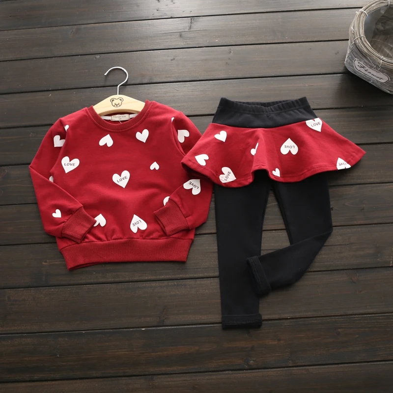 8 Bibihou Toddler Girl Clothing Sets 2017 Autumn Winter Girls Clothes Set Christmas T-shirt + Pant Kids Girl Sport Suit Children