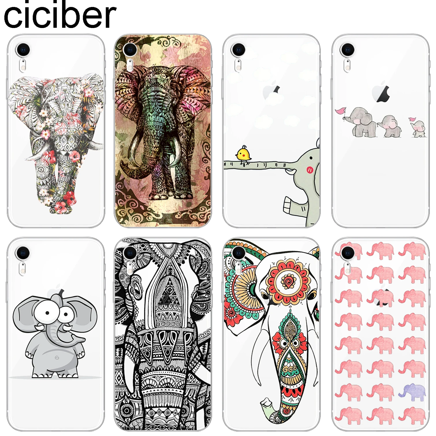 

ciciber Animal Elephant Phone Case for iPhone 11 Pro XS MAX X Silicone Cover for Iphone XR 8 7 6 6S Plus SE 5S Coque Funda Capa