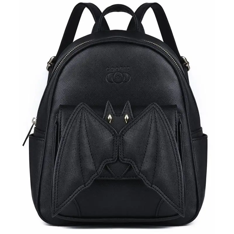 Готический мини-рюкзак с 3D летучей мышью для девушек, стильный черный рюкзак с крыльями летучей мыши, рюкзак из искусственной кожи, женский маленький рюкзак