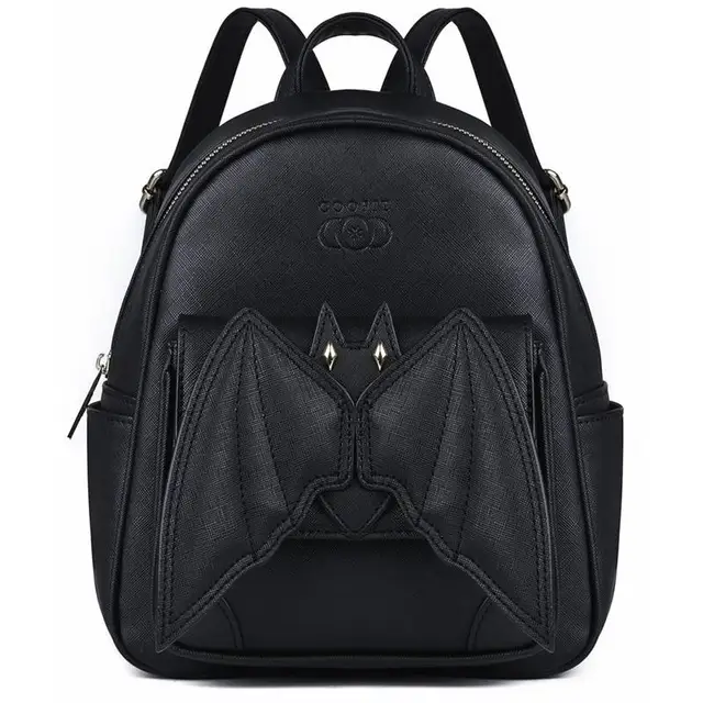 $US $20.16  2019 Gothic 3D Bat Mini Backpack For Girls Ladies Stylish Black Bat Wing Backpack PU Leather Daypac