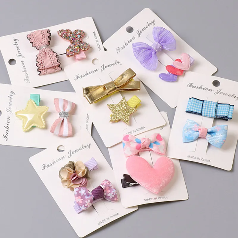 

2 PCS Children New Clips Cute Crown Flowers bow Safety Barrettes BB Hairgrips Little Girls Gifts Kids Hair Accessories headdress