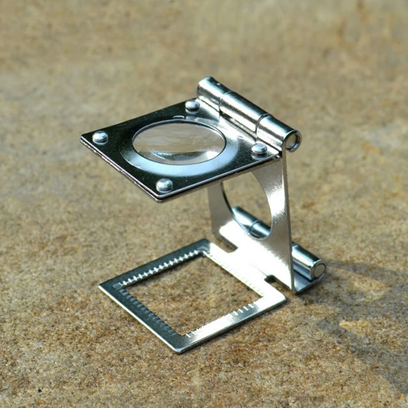 1Piece Stainless Steel Folding Magnifier 10X 20MM Portable Mini
