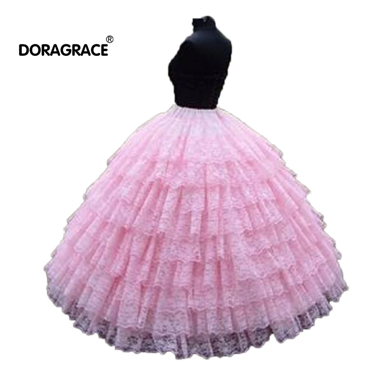 

Doragrace 9 Layers Pink lace Ball Gown Petticoat Underwear Wedding Accessory Bride Crinoline