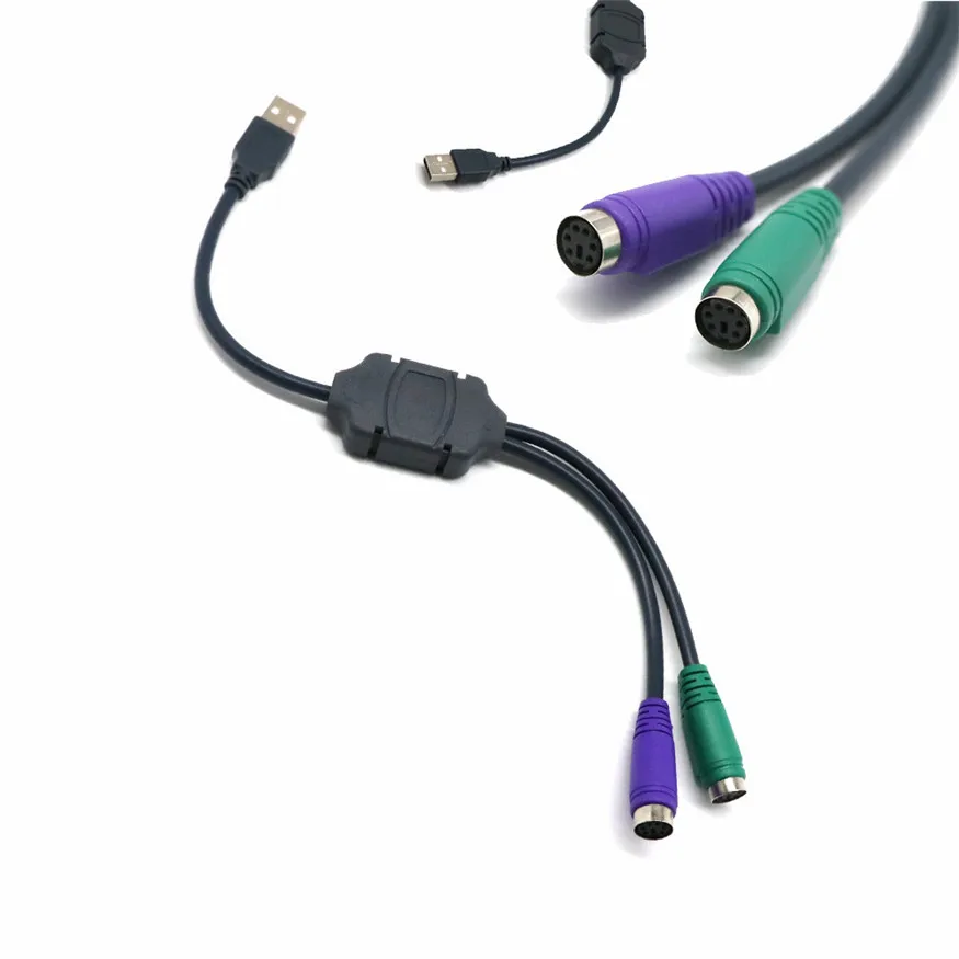 

2017 6-pin Mini Din Female Dual USB to PS2 Mouse and Keyboard Converter Cable Adapter for Computer Desktop Mouse USB Powered