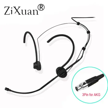 

Black Head Wearing Headset Headworn Conference Microphone Foldable ears Hook For AKG Samson Gemini Wireless BodyPack Transmitter