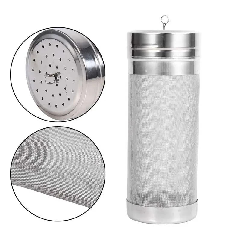 Homebrew Beer Wine Hopper Filter Strainer 300 Micron 7x18cm Stainless