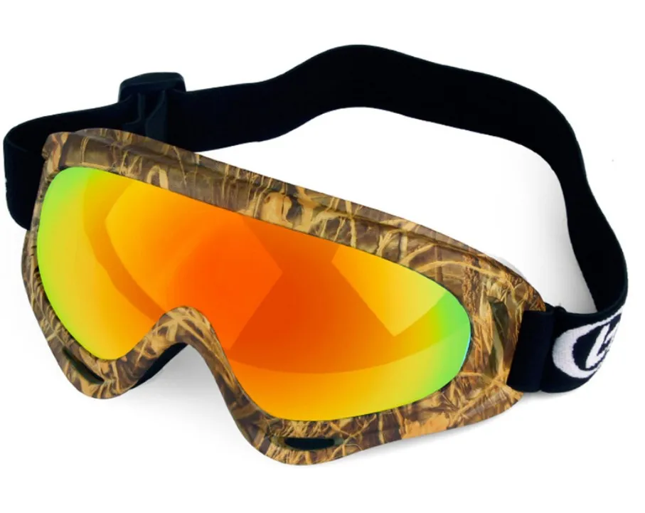 ПРОХЛАДНЫЙ Лыжах Очки Ветрозащитный Снег Сноубордист Лыжные Очки Мотокросс Очки UV400 Очки Зима Пыле Женщины Мужчины страйкбол игра Очки лыжные очки - Цвет: Camouflage Red Lens