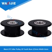 10Pcs/Lot GT2 Timing Pulley Black Aluminium Idler 20Tooth Synchronous Wheel Bore 3/5mm Width 6mm Without Tooth 3D Printer Part xl60 60 tooth timing pulley aluminum 3d printer parts 60xl 60teeth bore 6 8 10 12 14 15 17mm width 11mm synchronous wheel gear