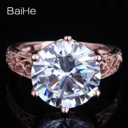 BAIHE Solid 10 K розовое золото 11.94ct безупречный круглый 100% натуральный AAA Градуированный кубический цирконий; для помолвки Свадебное женское