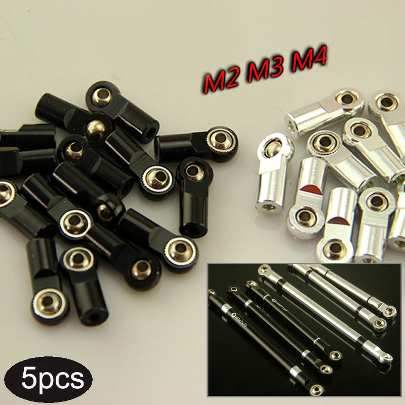 

5PCS M3/M4 Metal Ball Bead Buckle CW CCW Plastic Steering Linkage Head Silver/Black Tie Rod End Ball Joint Parts for Model Boats