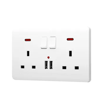 

146 wall power socket UK standard Double usb Switch control British socket 2A Wall Charger Adapter Plug Socket Power