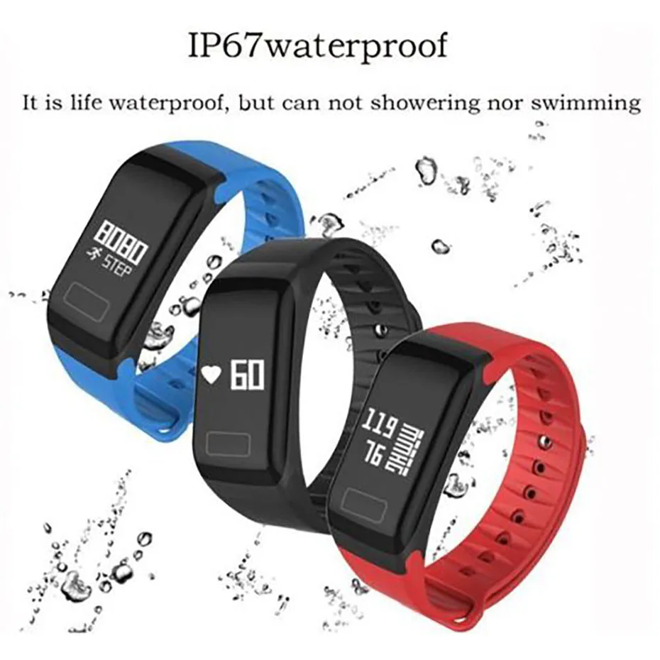 Smart Bracelets F1 Blood Pressure Monitor Fitness Bracelet Smart Watch Men for Android IOS Activity Tracker Sport Watch