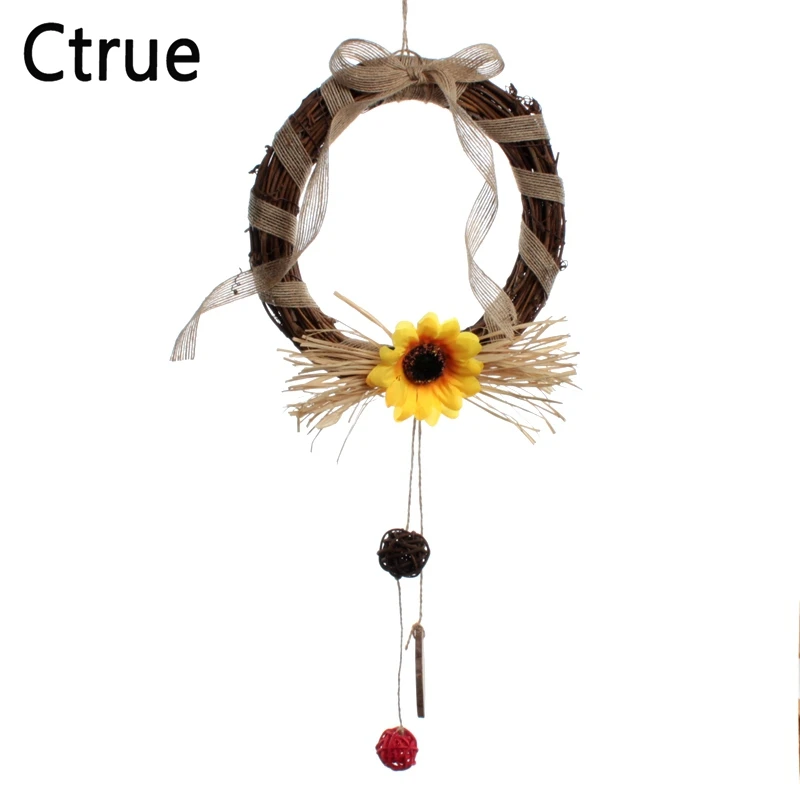 

Sunflower Wreath Manually Circle Garland Rattan Christmas wall Hanging Decoration Bride Marriage Room Door Decoration Pendant