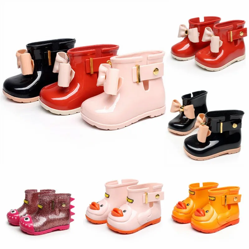 

2019 Hot Baby Kids Spring Autumn Baby Girls Rain Boots Warm Beauty Bow Rainboots Rubber Shoes Toddler Kids Jelly Shoes