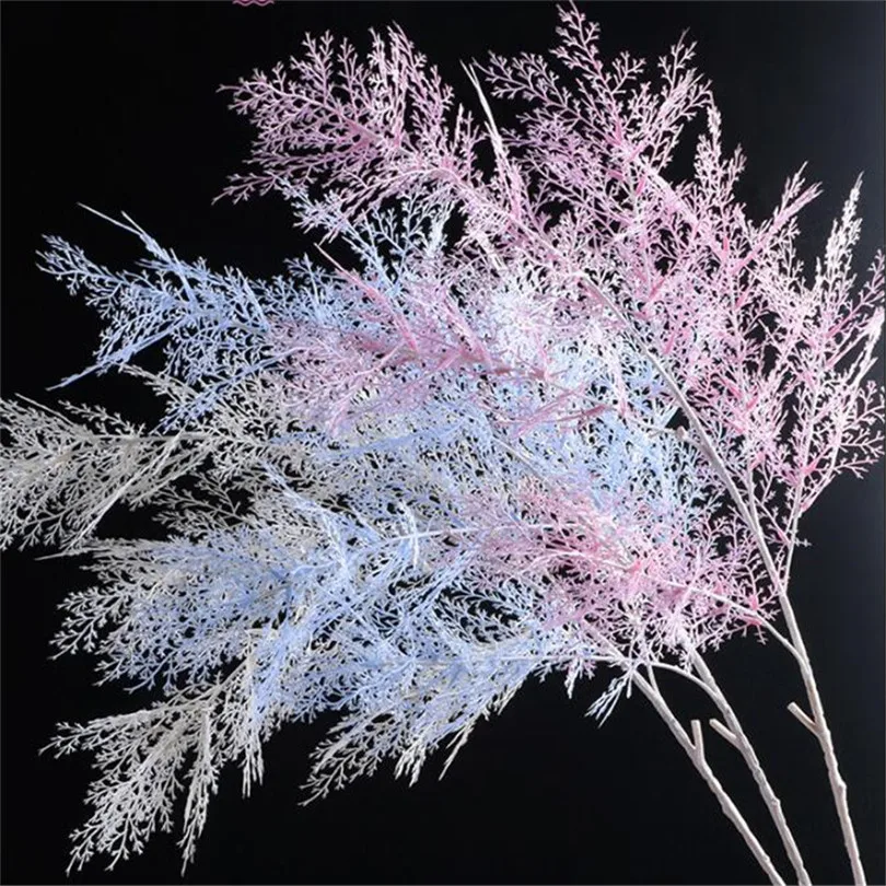 

18pcs Fake Soft Rime Effection Green Plant Plastic Greenery 15colors for Wedding Home Showcase Decorative Artificial Plants
