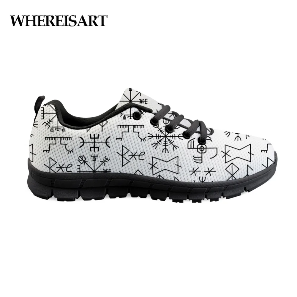 

WHEREISART New Men Shoes Summer Fashion Casual Shoes Viking Rune Arrows Print Shoes Male Flat Breathable Sneakers Walking