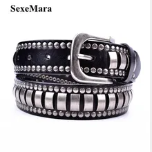 Männer niet punk männlichen typ punk nieten skelett von ledergürtel für männer schnalle phantasie jeans cintos masculinos ceinture homme