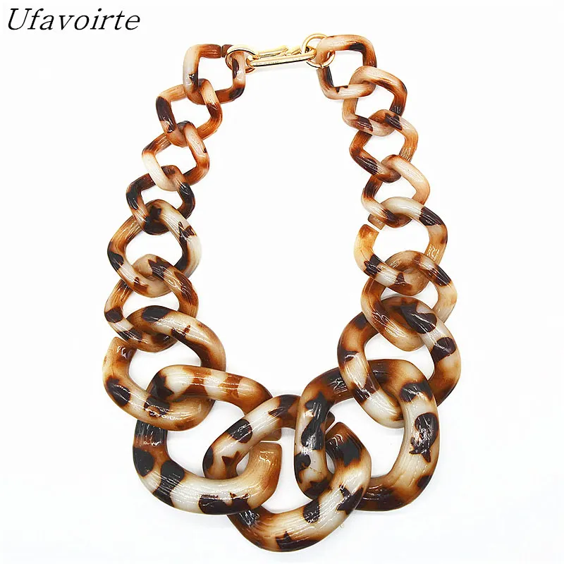 

NEW Brand Ufavoirte Exaggeration DIY Statement Necklace Handwork Punk Big Acrylic Resin Chain Necklaces & Pendants For Women