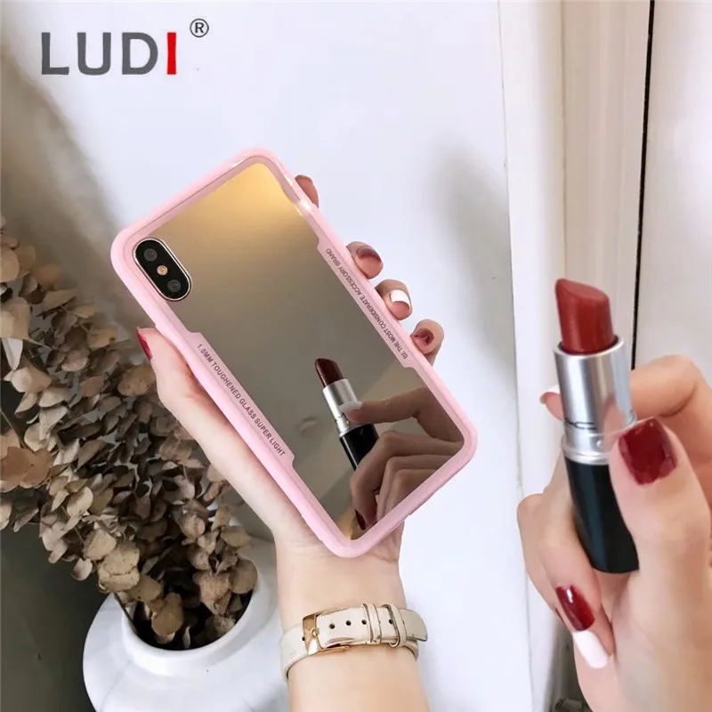 Cute Pink Mirror Phone Case for iPhone 7/8 Plus Case for