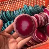 40-50g RED crystal  AGATE SLAB Geode Slice Crystal Mineral Coaster 65mm 2