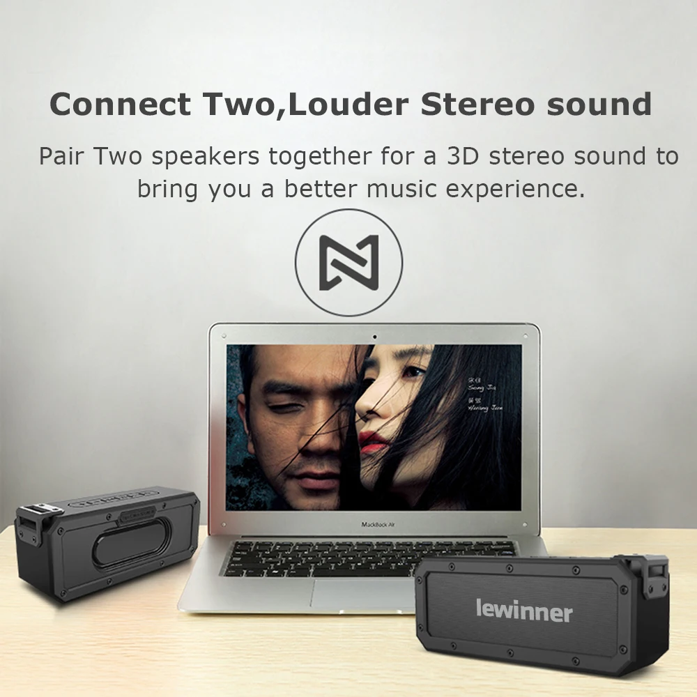  Lewinner X3 Bluetooth Speaker IPX7 Waterproof Portable Wireless Speaker 40W Speakers 15H Playtime W