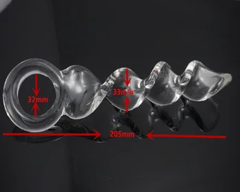 New large white pyrex crystal wave glass anal butt plug beads with pull ring dildo masturbation sex toys product for men women 6