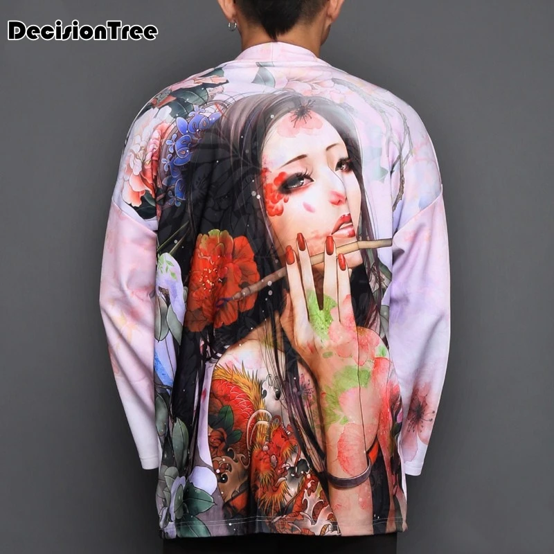 2019 summer mens kimono japanese clothes streetwear casual kimonos jackets harajuku japan style cardigan outwear