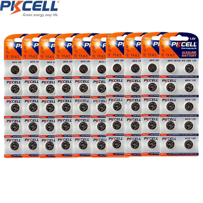 

100Pcs 10Cards G10 Batteries AG10 LR1130 389A LR54 L1131 189 SR54 SR1130 1.5V Alkaline Button Battery