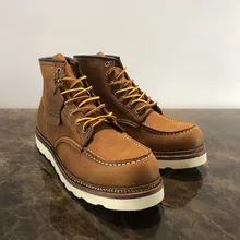 Новинка г.; повседневные ботильоны из натуральной кожи темно-красного цвета с круглым носком; Демисезонные ботинки в британском стиле; рабочие ботинки в байкерском стиле