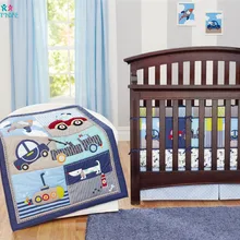 Хлопковое постельное белье для новорожденных малышей, комплекты синие мягкие бортики для кровати с изображением щенка из мультфильма, удобные мягкие простыня и пододеяльник для маленьких мальчиков