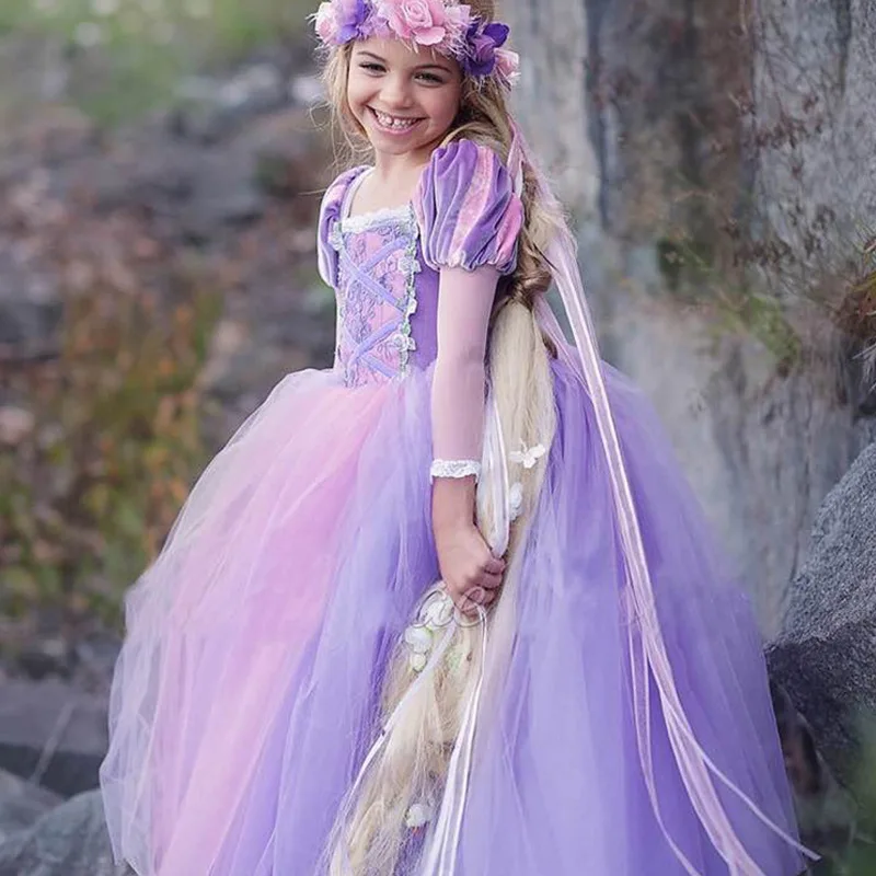 Маскарадное платье принцессы Рапунцель для девочек 4, 6, 8, 10 лет, вечерние платья для детей, маскарадный костюм на Хэллоуин для выпускного бала, маскарадный костюм Софии, Vestidos