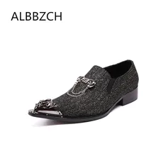 Модные мужские деловые повседневные туфли с металлическим острым носком без застежки Роскошные Дизайнерские вечерние модельные туфли для работы