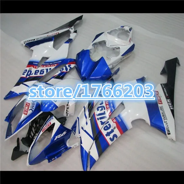 Обтекатель для YZF-R6 YZF R6 2008 2009 2010 2011 08-11 сине-белые+ подарок ning