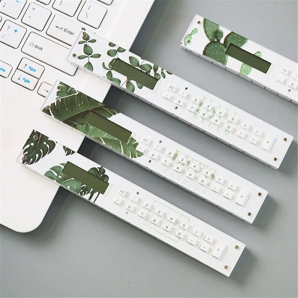 

Novelty Fresh Green Plants Ruler Calculator Straight Precision Measuring Tool Office School Supplies Multifunction Stationery