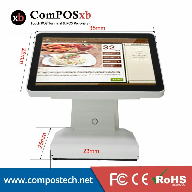 

China Directly Sale 15" All In one PC Touch Screen Retail POS System Point Of Sale Cash Register With VFD Customer Display