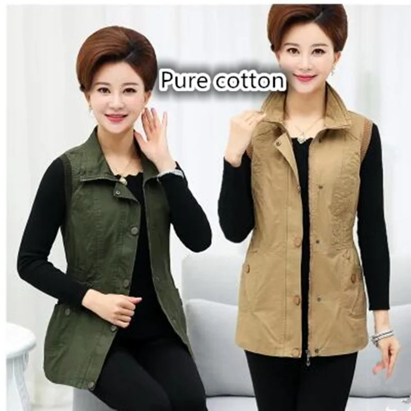 

2017 New Spring Autumn Fashion thin Waistcoat Women Vests Coat Slim Plus Size Waistcoat Jacket Pure cotton Outwear Female