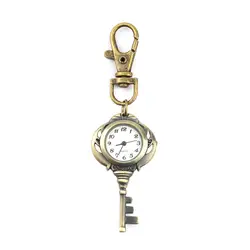 Модные Винтаж под старину нержавеющая сталь кварцевые карманные часы брелок для ключей с часами подарки