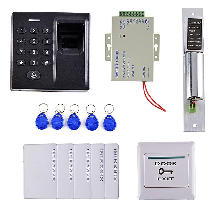 

5 Key Card+ 5 RIFD Card+Bolt Door Lock +Fingerprint RFID CARD Access Control System Kit