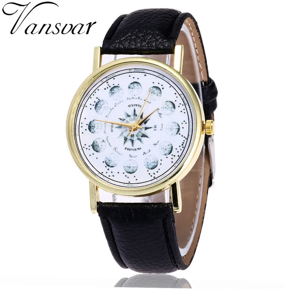 

Fashion Male And Female Watch Women Planet Printed PU Leather Strap Relogio Feminino Analog Quartz Wrist Watch montre femme