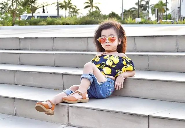 

Puseky Toddler Baby Girls Lemon Outfits Kids Off Shoulder Tops+Denim Hole Pants 2PCS Set 6M-4T