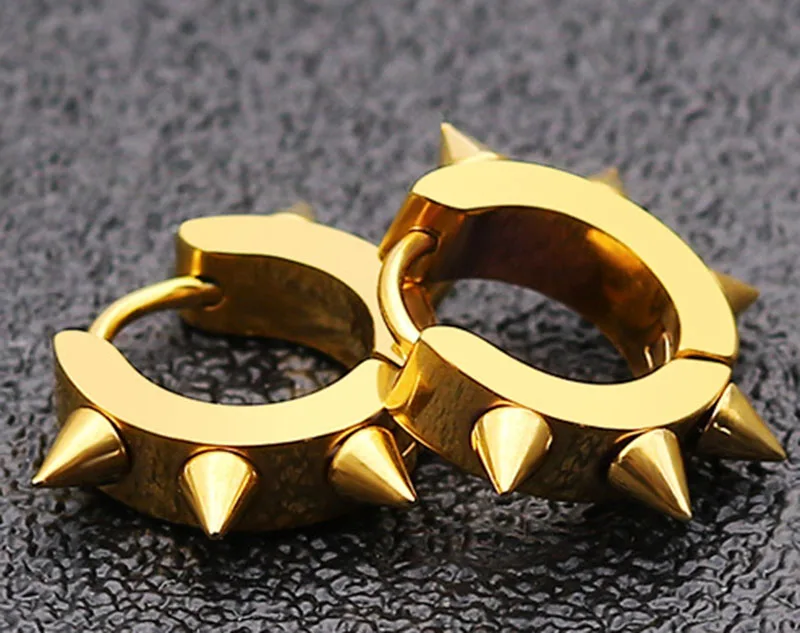gold Серьги-клипсы в стиле панк с шестью маленькими конусными наконечниками, титановые стальные серьги для женщин и мужчин, клипсы для ушей - Окраска металла: gold